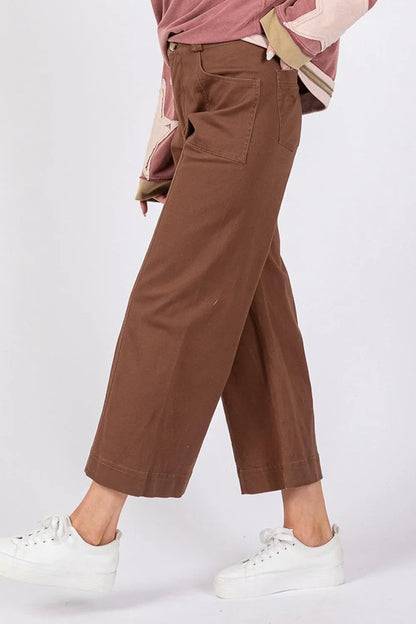 SAGE + FIG Wide Leg Cropped Pants - DAVERRI FASHIONS