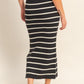 HYFVE Side Slit Striped Bodycon Sweater Skirt - DAVERRI FASHIONS
