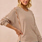 BiBi Open Seam Detail Textured Stripe Knit Top - DAVERRI FASHIONS