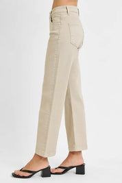 RISEN Full Size Tummy Control Mid Rise Ankle Straight Jeans Plus Size | Daverri Fashions