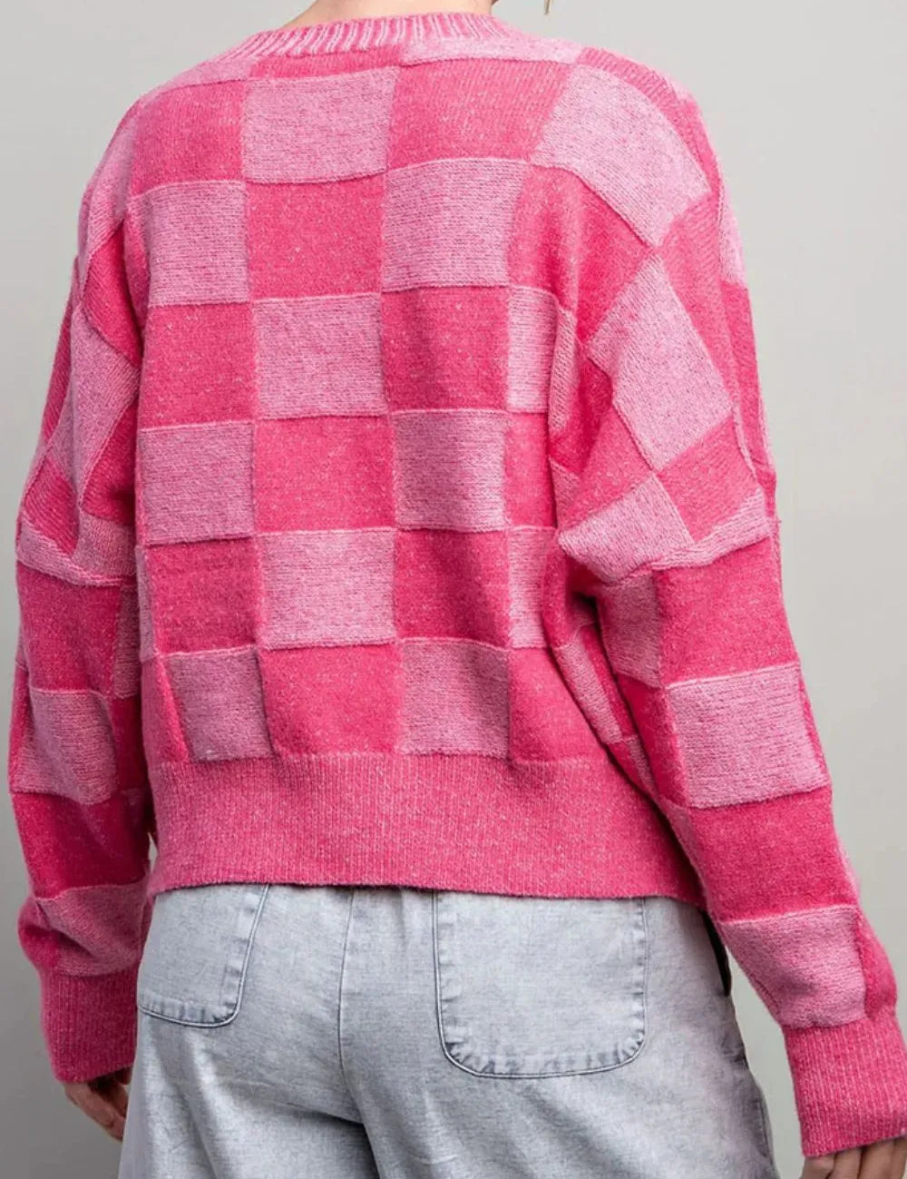 Checkered V-Neck Long Sleeve Cardigan | Cardigans Daverri Fashions