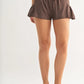 MONO B Smocked High Waist Shorts RICH SOIL