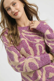 Umgee Ribbed Hem Contrast Dropped Shoulder Sweater | Sweaters Daverri Fashions