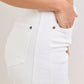 White Judy Blue high-waisted straight-leg denim jeans with brown buttons