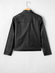 Faux Leather Buttoned Front Boxy Jacket | Jackets Daverri Fashions