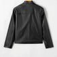 Faux Leather Buttoned Front Boxy Jacket - DAVERRI FASHIONS