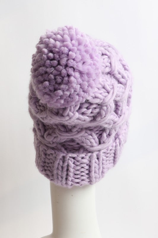Oversized Chunky Knit Pom Beanie | Daverri Fashions