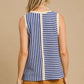 Umgee Round Neck Texture Striped Tank Tank Tops
