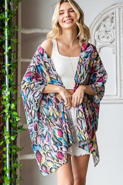 Heimish Full Size Multi Color Snake Open Cardigan Plus Size Cardigans