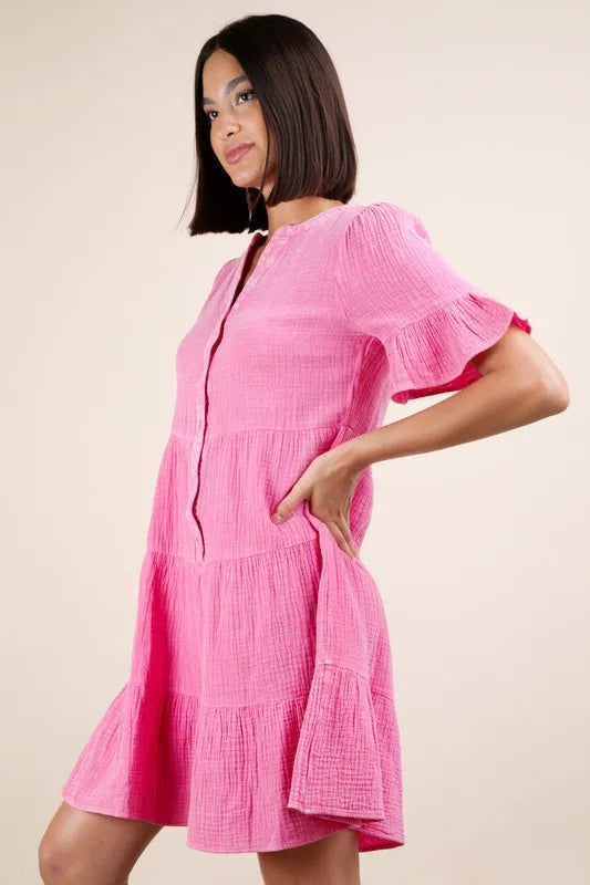 VERY J Plus Size Mineral Washed Woven Mini Dress Mini Dresses