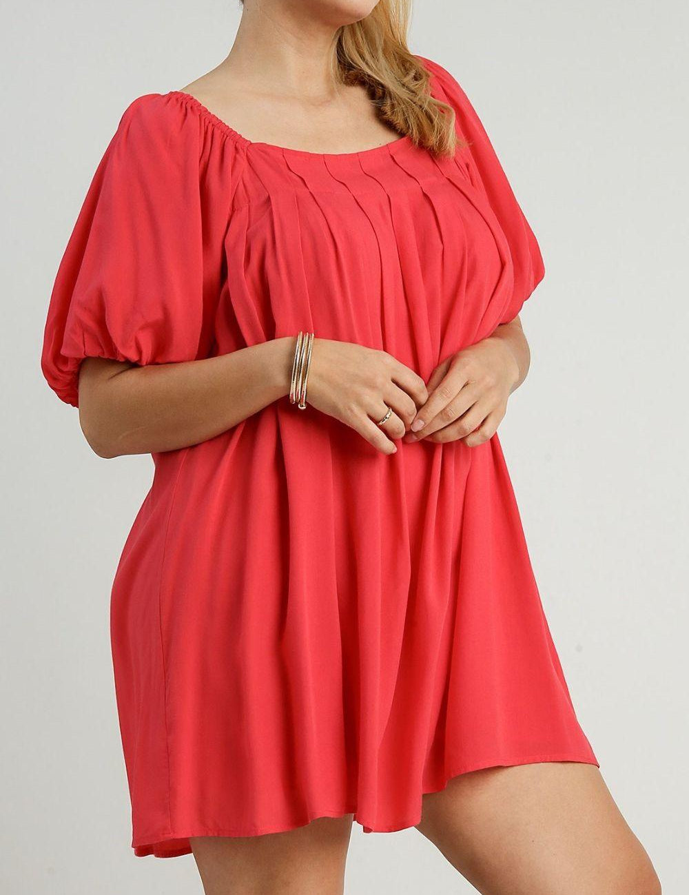 Umgee Full Size Squared Neck Puff Sleeve Mini Dress | Mini Dresses Daverri Fashions