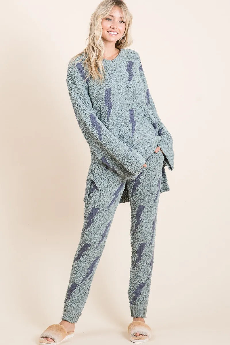 BiBi Cozy Soft Hairy Popcorn Sweater Pants | Pants Daverri Fashions