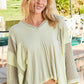 POL High-Low Contrast V-Neck Top Pistachio M Tops