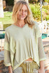 POL High-Low Contrast V-Neck Top Pistachio M Tops