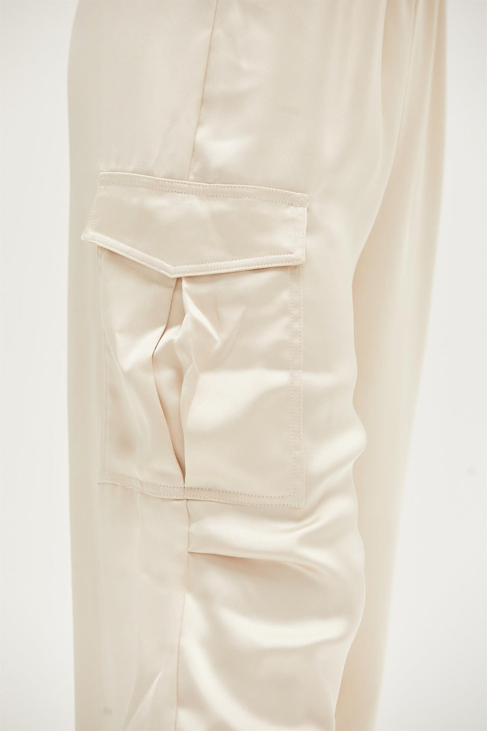 Satin Drawstring Hem Cargo Pants Bottoms