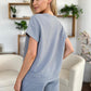 Double Take Full Size Texture Short Sleeve T-Shirt and Drawstring Shorts Set Outfit Sets