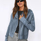 Waffle-Knit Dropped Shoulder Hooded Jacket - DAVERRI FASHIONS