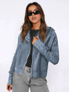 Waffle-Knit Dropped Shoulder Hooded Jacket - DAVERRI FASHIONS