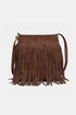 Suede Fringe Shoulder Bag - DAVERRI FASHIONS