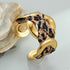 Leopard Ribbon 18K Gold-Plated Open Bracelet - DAVERRI FASHIONS