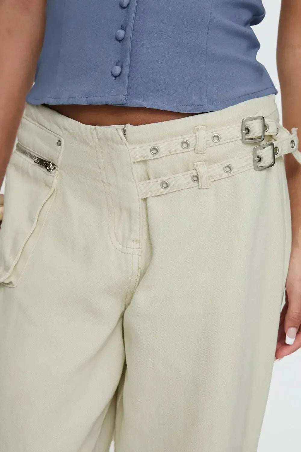 Wide Leg Jeans with Pockets - DAVERRI FASHIONS