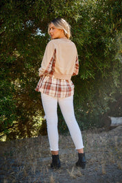 And The Why Full Size Double Layered Plaid Contrast Sweatshirt | Sweatshirts Daverri Fashions