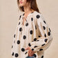 BiBi Polka Dot Exaggerated Balloon Sleeves Blouse - DAVERRI FASHIONS