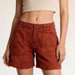 Daverri pocketed denim shorts in rust with rolled cuffs and front pockets