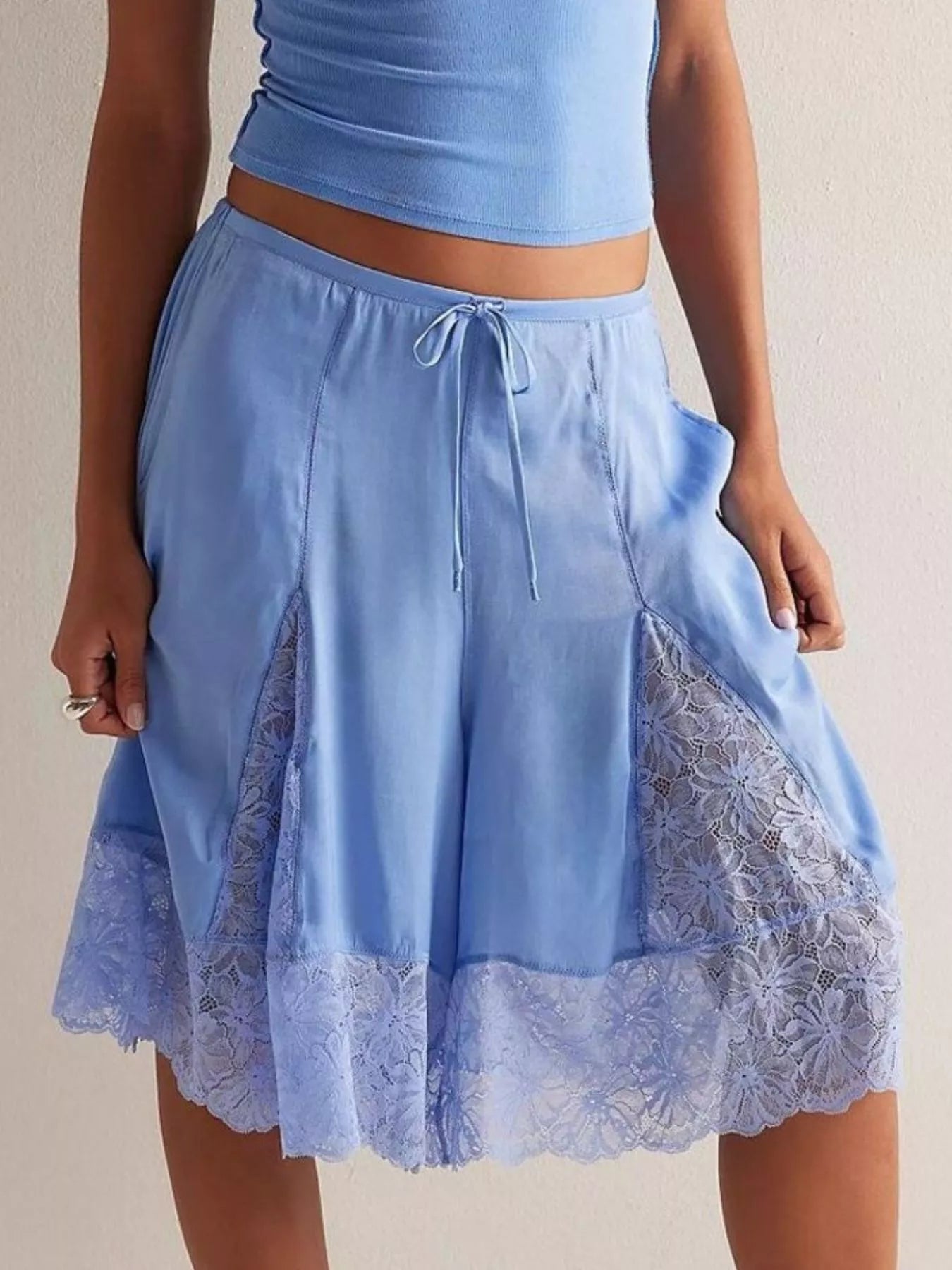 Lace Detail Shorts | Shorts Daverri Fashions
