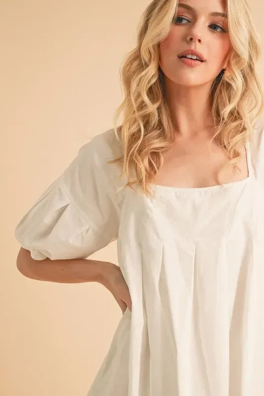 Aemi + Co Square Neck Babydoll Dress with Pockets - DAVERRI FASHIONS