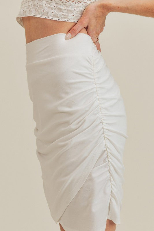 Aemi + Co Ruched High Waist Mini Skirt