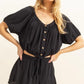 HYFVE Drawstring Hem Short Sleeve Top and Skort Set Black L Skort Sets