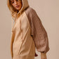 BiBi Half Zip French Terry Hoodie with Kint Sleeves - DAVERRI FASHIONS