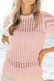BiBi Crochet Knit Cover Up With Puff Sleeves | Cover-Ups Daverri Fashions