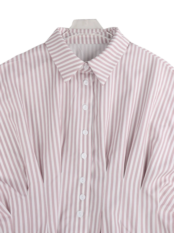 Striped Short Sleeve Button-Up Shirt | Daverri Fashions