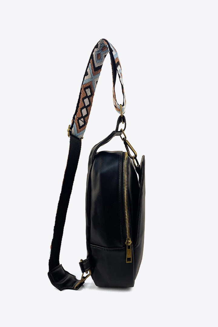 Abstract Pattern Adjustable Strap Vegan Leather Sling Bag | Cross Body Bags Daverri Fashions