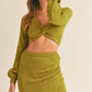MABLE Front Twisted Knit Top and Midi Skirt Set Outfit Sets