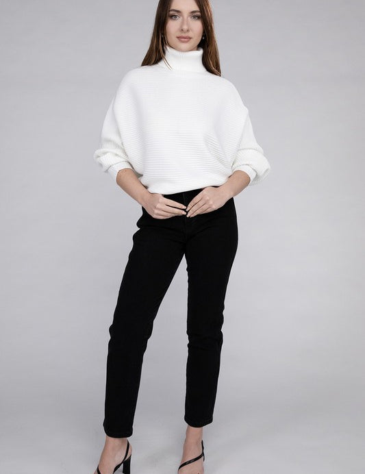 Viscose Dolman Sleeve Turtleneck Sweater Tops