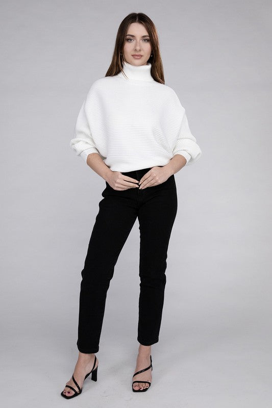 Viscose Dolman Sleeve Turtleneck Sweater Tops