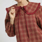 Umgee Full Size Plaid Ruffle Collar Blouse Plus Size - DAVERRI FASHIONS