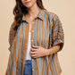 Annie Wear Oversized Drop Shoulder Striped Woven Shirt