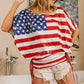 BiBi American Flag Printed Side Ruched Details Knit Top - DAVERRI FASHIONS