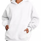 White kangaroo pocket long sleeve hoodie in cozy oversized fabric
