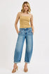 RISEN Full Size Mid Rise Fit Barrel Roll Up Jeans - DAVERRI FASHIONS
