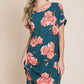 BOMBOM Floral Round Neck Short Tee Dress with Pockets