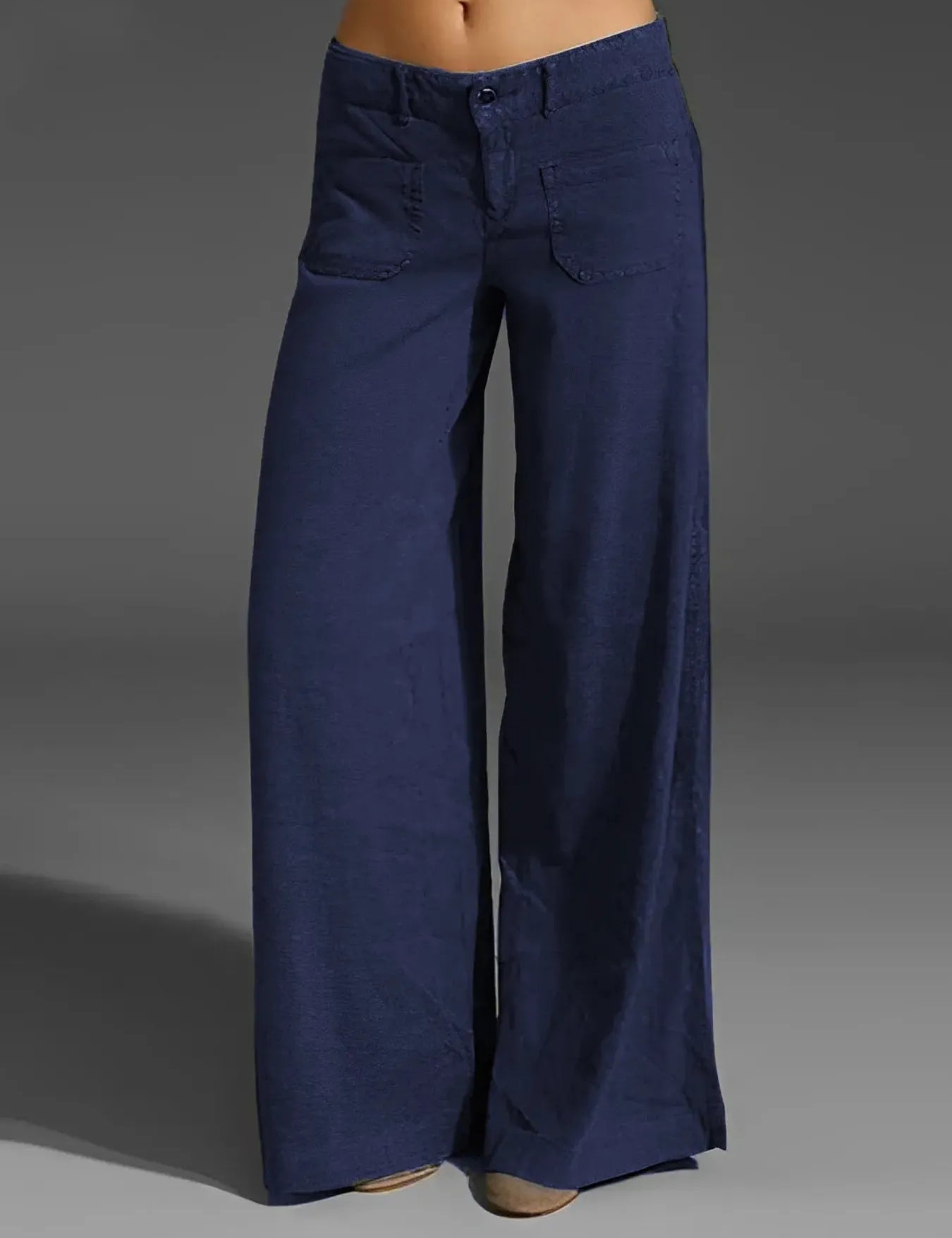 Navy Color Full Size Wide Leg Jeans with Pockets Plus Size | Jeans Daverri Fashions