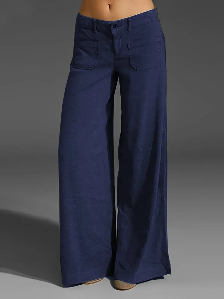 Navy Color Full Size Wide Leg Jeans with Pockets Plus Size | Jeans Daverri Fashions
