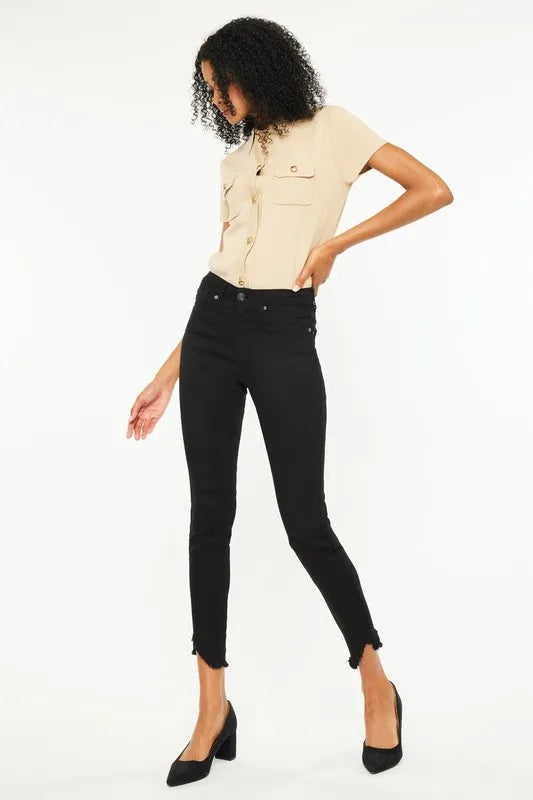 Kancan High Rise Frayed Hem Skinny Jeans Jeans