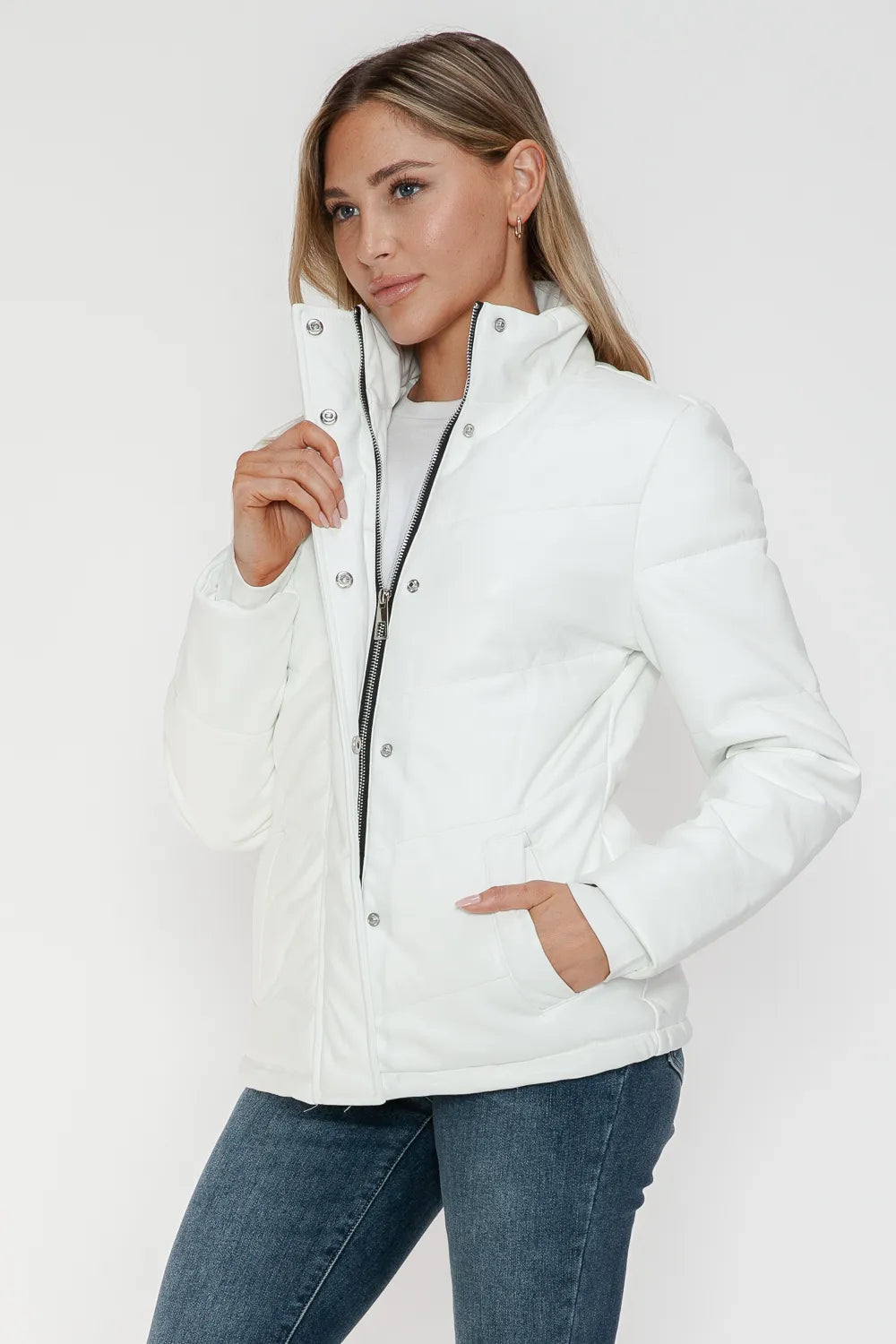 Snobbish Pocketed Zip Up Turtleneck Puffer Jacket Jackets