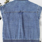 Button Up Cap Sleeve Denim Jacket - DAVERRI FASHIONS